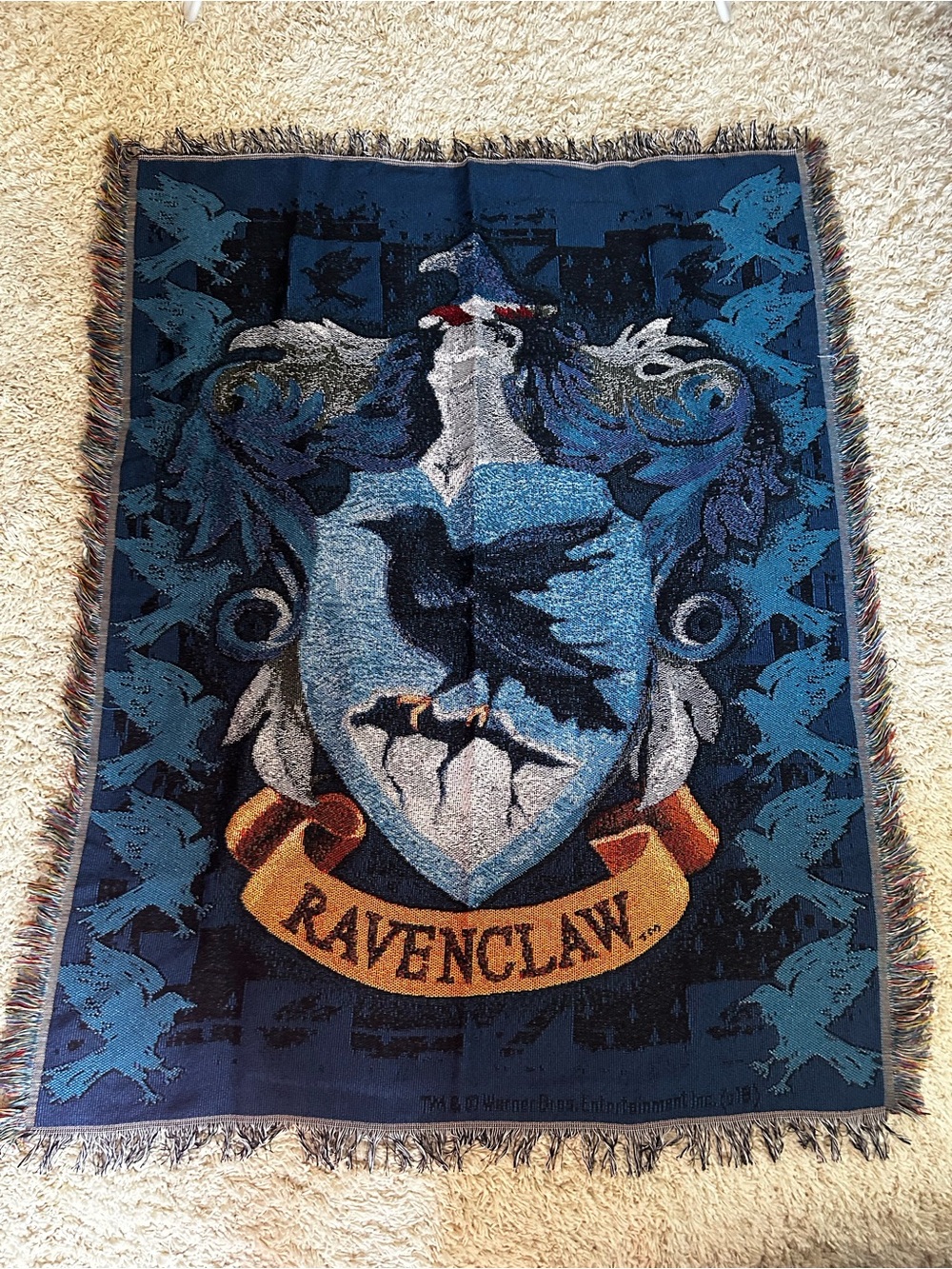 Warner Bros. Harry Potter Ravenclaw Crest Woven Tapestry Throw Blanket 48” by 60